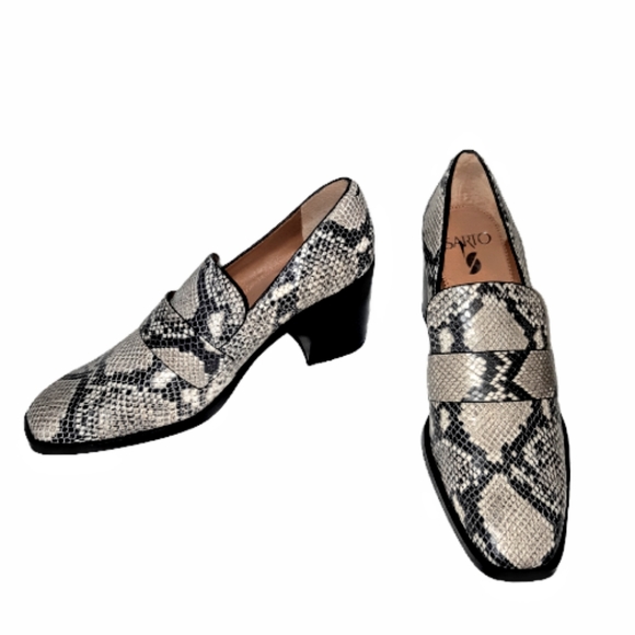 Franco Sarto Renato Loafer Pump Block Heel Chunky Brown Faux Snake Skin size 9… - Picture 4 of 7